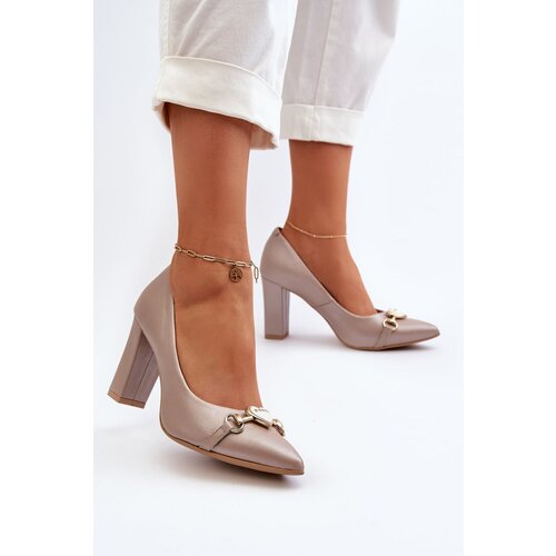 Zazoo Pearl Heart Leather Court Shoes with Block Heel Cijene