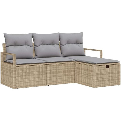  Set namještaja za vrt s jastučićima  bež poli ratan  Kauč s pohranom i jastučićima za 2 osobe  bež poli ratan Cijene