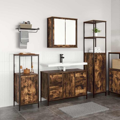  Set namje&scaron;taja za kupaonicu 3 pcs Dimnjeni hrast i crna Cijene