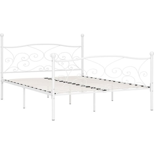 Maison Chic Posteljni okvir - Dvoposteljna postelja - Zakonska postelja z letvenim dnom bel kovinski 180x200 cm, (21693567) Cene