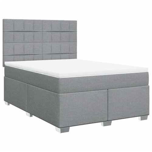 VidaXL Box spring postelja z vzmetnico svetlo siva 140x200 cm blago, (21307443) Slike