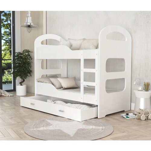  drveni dečiji krevet na sprat dominik sa fiokom - 160x80 - beli Cene