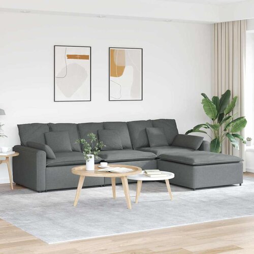  Modularna sofa s podnožjem i jastucima tamno siva Cijene