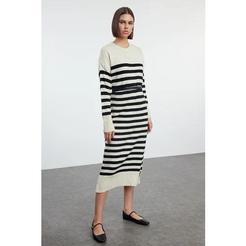 Trendyol Stone Maxi Knit Striped Dress