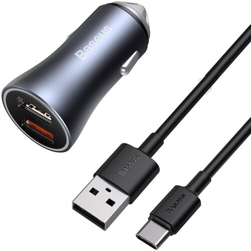 Baseus Avtopolnilec Golden Contactor Pro, 2x USB, 40W + kabel USB na USB-C 1m (siv), (20633204) Cene