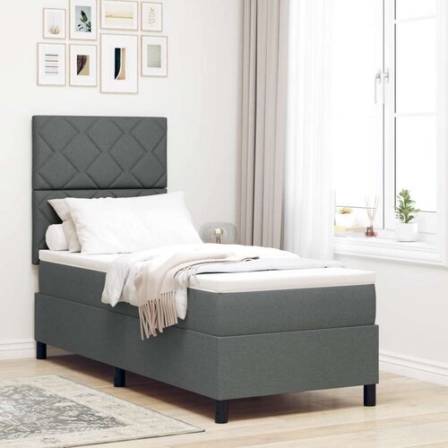 vidaXL Škatlasta vzmetnica s posteljo Temno siva 80x200 cm Tkanina Cene