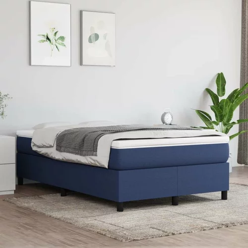  Box spring postelja z vzmetnico moder 120x200 cm blago, (20791967)