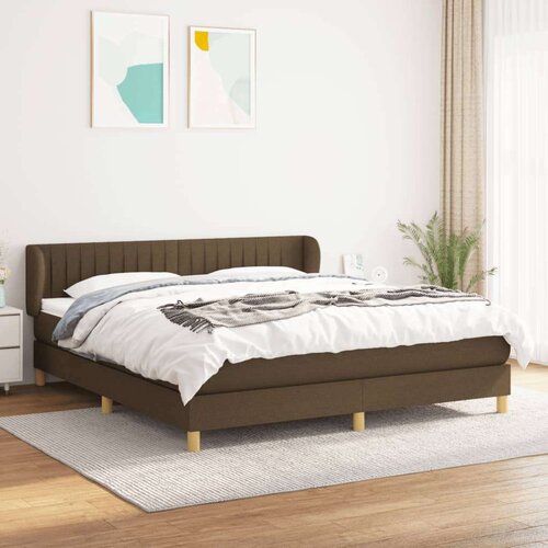  Box spring postelja z vzmetnico temno rjava 160x200 cm blago, (20930162) Slike