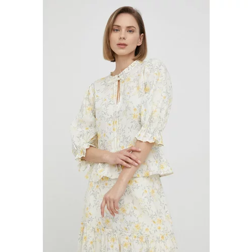 Polo Ralph Lauren Lanena bluza za žene, boja: žuta, cvjetni uzorak