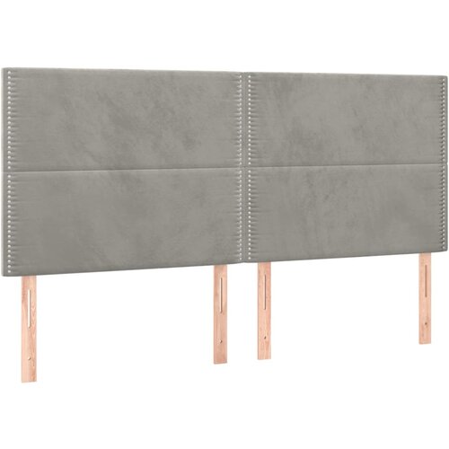 Maison Chic Posteljno vzglavje - Vzglavna omarica 4 kosa svetlo siv 90x5x78/88 cm žamet, (22077270) Slike