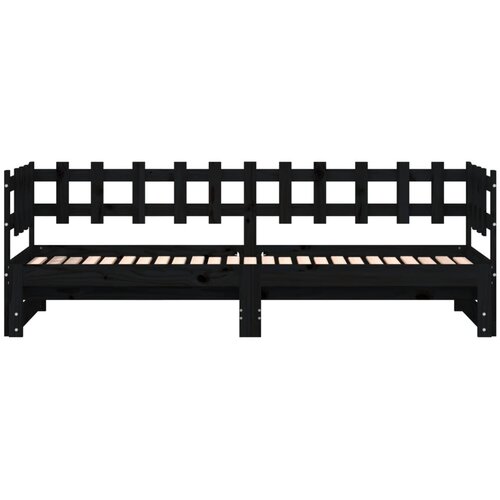  Dnevni ležaj na izvlačenje crni 2x (80x200) cm masivna borovina Slike