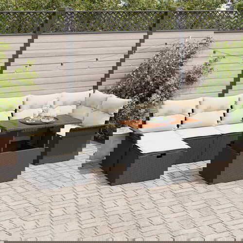 vidaXL 8 dijelni vrtni kauč set s jastučićima crni poli ratan Cijene