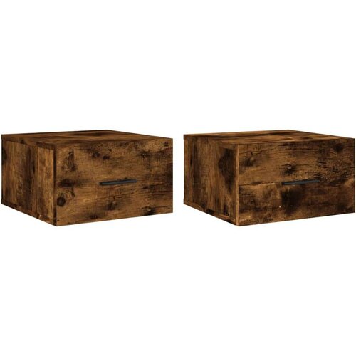  Zidni noćni ormarići 2 kom dimljenog hrasta 35x35x20 cm Slike