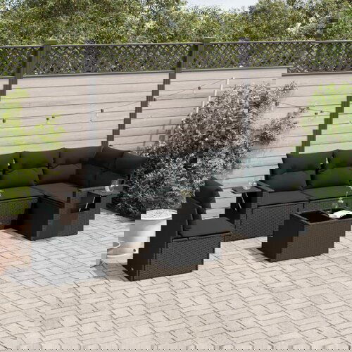  The Living Store Vrtna sedežna garnitura 7-delna z blazinami črn poli ratan - Vrtna Sedežna Garniture, (21480806) Cene