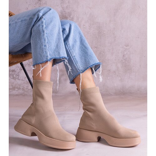 Gemre Beige ankle boots with elastic upper Evel Cene