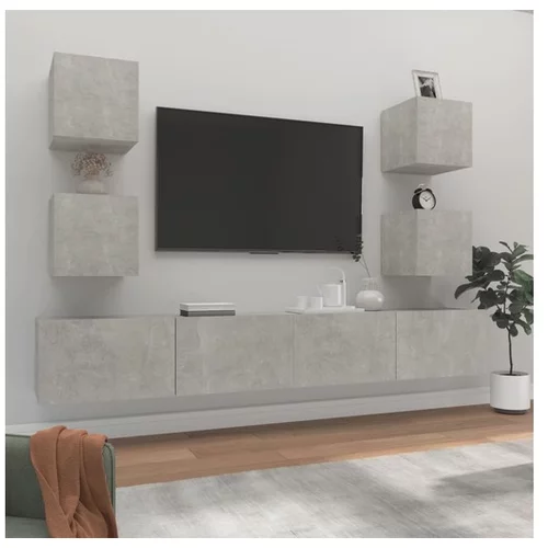  Komplet TV omaric 6-delni betonsko siv inženirski les