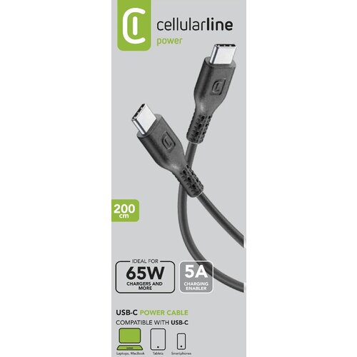 Cellular Line Kabel USB-C na USB-C 5A 65W TAB 2m Crni, (57198609) Cijene