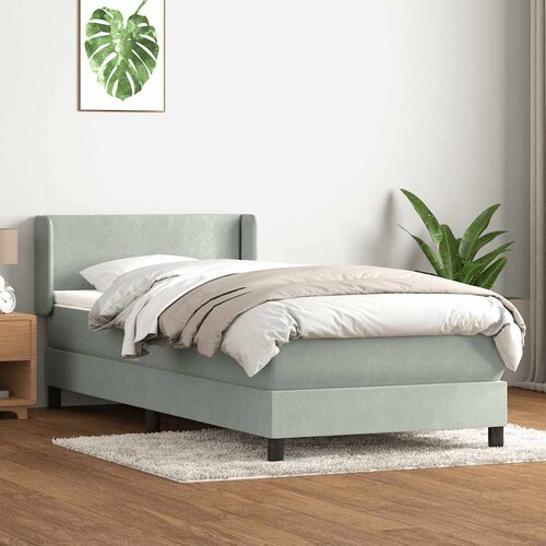 vidaXL Box Spring krevet s madracem svijetlo sivi 90x210 cm baršun Cene
