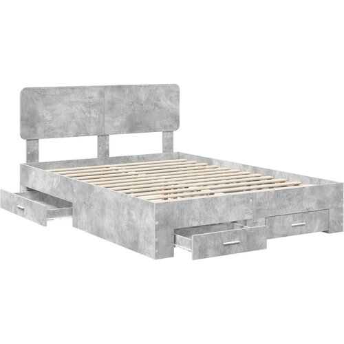  Krevetna konstrukcija s ladicama Betonski sivi 160 x 200 cm Siva 203 x 163 x 90 cm Slike