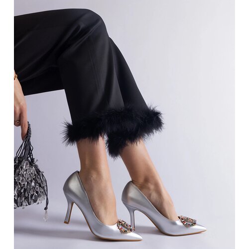 Gemre Silver stilettos embellished with colorful cubic zirconia Callsa Cene