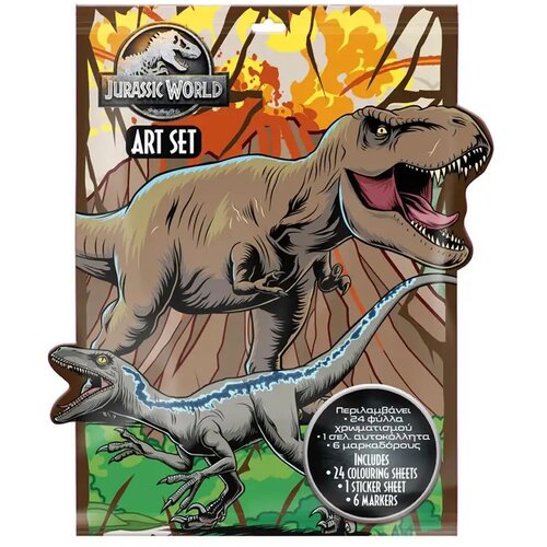 Luna jurassic world: barvni set z nalepkami in 6 flomastri Cene