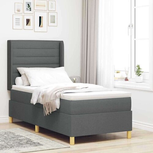 Box spring krevet s madracem Siva 80 x 200 cm tkanina - Tamno siva 80 x 200 cm Dizajn linija Cijene