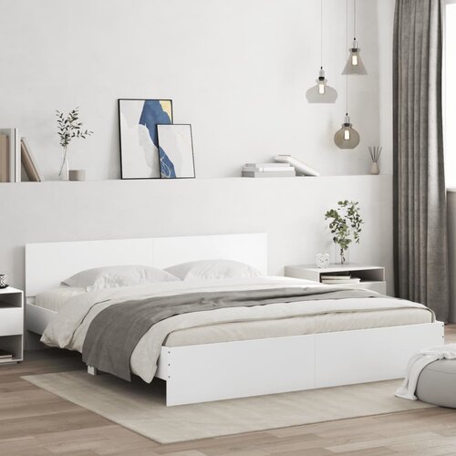  Okvir kreveta s uzglavljem i LED svjetlima bijeli 200 x 200 cm Cene