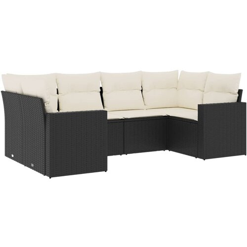  6-dijelni set vrtnih sofa s jastucima crni od poliratana Crna 65.5 x 62 x 69 cm Slike