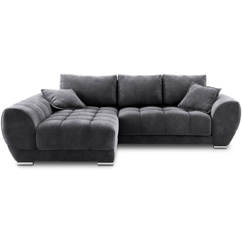 Windsor &amp;amp; Co Sofas temno siva žametna raztegljiva sedežna garnitura Nuage, levi kot Slike