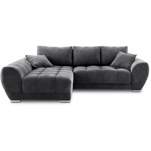 Windsor & Co Sofas temno siva žametna raztegljiva sedežna garnitura Nuage, levi kot
