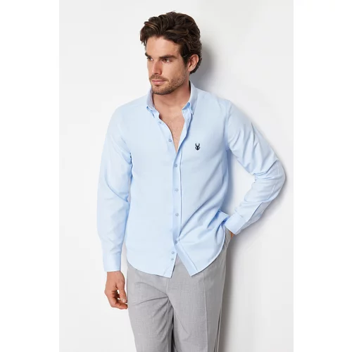 Trendyol Light Blue Men's Slim Fit Embroidered Shirt