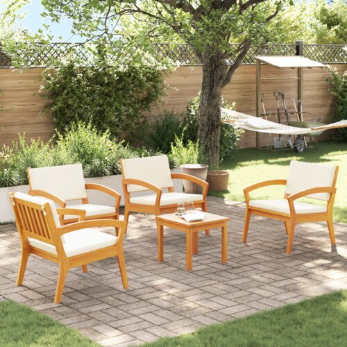 vidaXL 5-delni bistro set s blazinami iz trdnega akacijevega lesa Cene