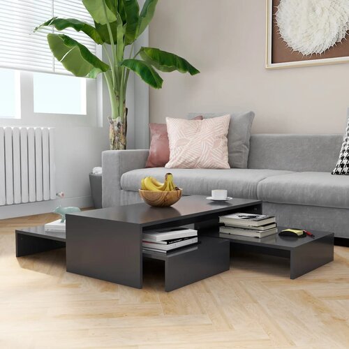 Furnova Komplet klubskih mizic sive barve 100x100x26,5 cm iverna plo&amp;scaron;ča, (21915485) Slike