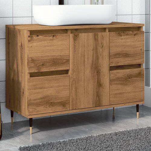 vidaXL Kopalniška omarica artisan hrast 80x33x60 cm inženirski les Cene