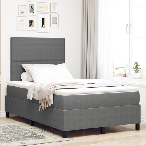 VidaXL Postelja z Box Spring z Matracem &amp;amp; LED Svetlim Svetlo Sivo 120x200 cm Igrača Tkanina Slike