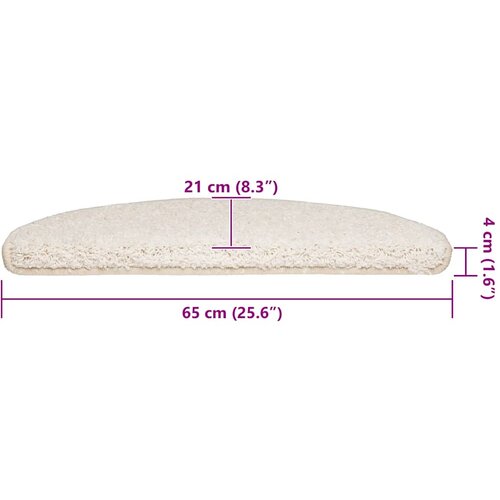  Prostirke za stepenice 30 kom 65x21x4 cm Bijele poluokrugle velike Slike