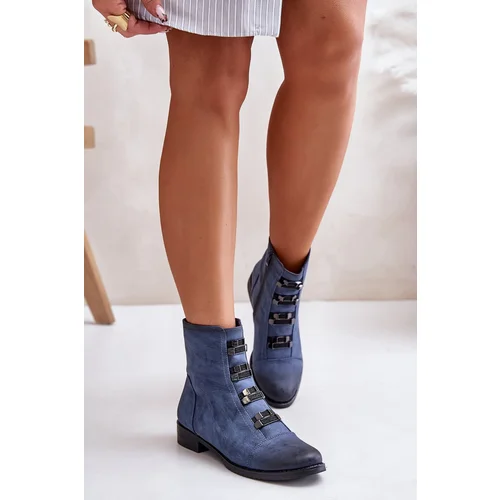 Kesi Insulated women's ankle boots with zip blue Evalith