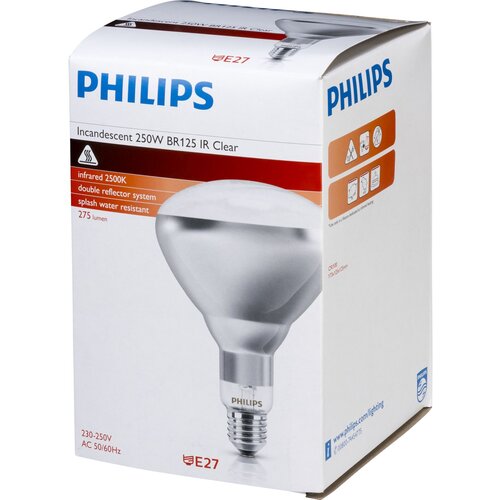 Philips infrared lamp BR125 IR 250W E27 230-250V CL - infracrvena žarulja Slike