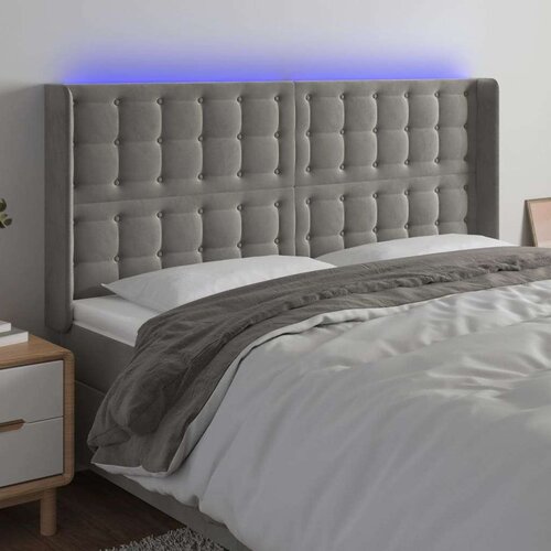 LED posteljno vzglavje svetlo sivo 163x16x118/128 cm žamet, (20793065) Slike