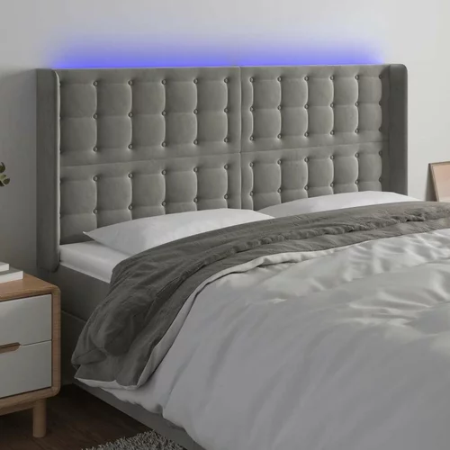  LED posteljno vzglavje svetlo sivo 163x16x118/128 cm žamet, (20793065)