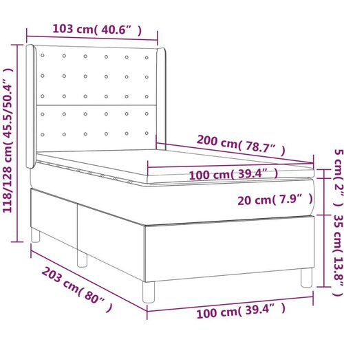 vidaXL Box spring postelja z vzmetnico siv 100x200 cm umetno usnje Cene
