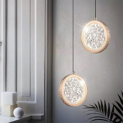 Toolight Viseća Kristalna Lampa LED LHJ100-1CP Złota Slike