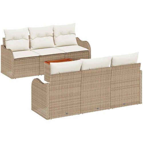 vidaXL Vrtna sedežna garnitura z blazino 7 pcs Bež poli ratan, (5000144486) Cene