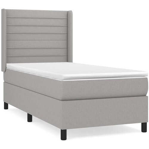 Box spring krevet s madracem svjetlosivi 90x190 cm od tkanine Slike