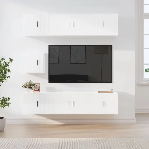  7-dijelni set TV ormarića sjajni bijeli konstruirano drvo