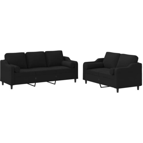 vidaXL 2-dijelni set sofa s jastucima crni od tkanine Cene