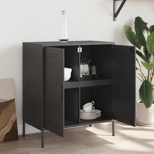  Komoda crna 68 x 39 x 79 cm čelična Slike