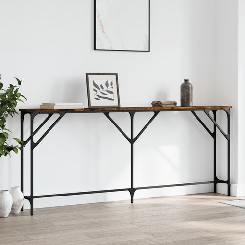 The Living Store Konzolna mizica dimljen hrast 180x23x75 cm inženirski les - Konzolna Mizica, (21502436) Slike