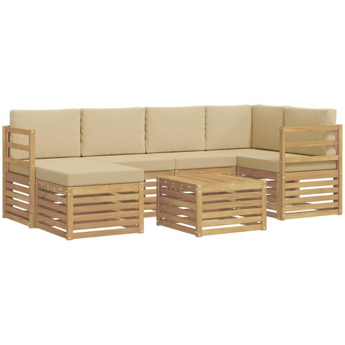  Set vanjskih sofa 7 pcs Bijela i bež Poliester Slike
