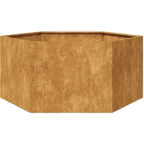 vidaXL Vrtno korito šestkotnik 104x90x45 cm corten jeklo